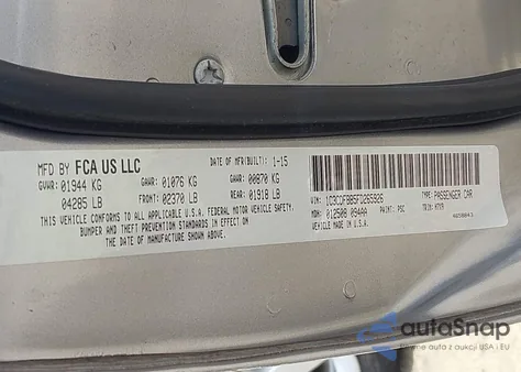 2015 Dodge Dart Sxt из США, поврежденный, VIN 1C3CDFBB5FD265926